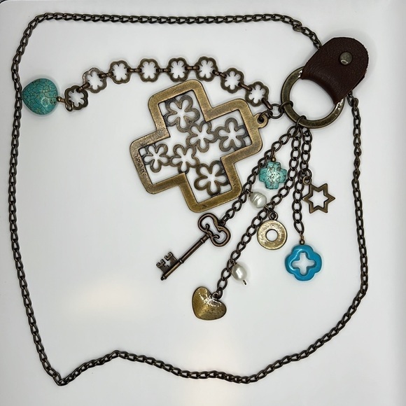 Charm Statement Necklace cross turquoise - Picture 2 of 4